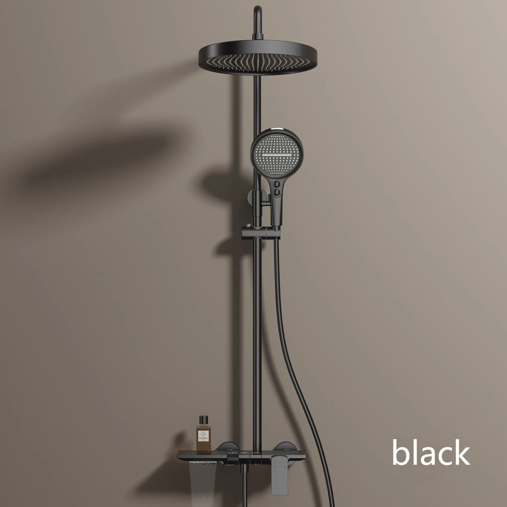 Rose Gold Piano Bathroom Shower System Solid Brass Bathroom Faucet Accessories Rain Shower Head Hot Cold Piano Shower Set