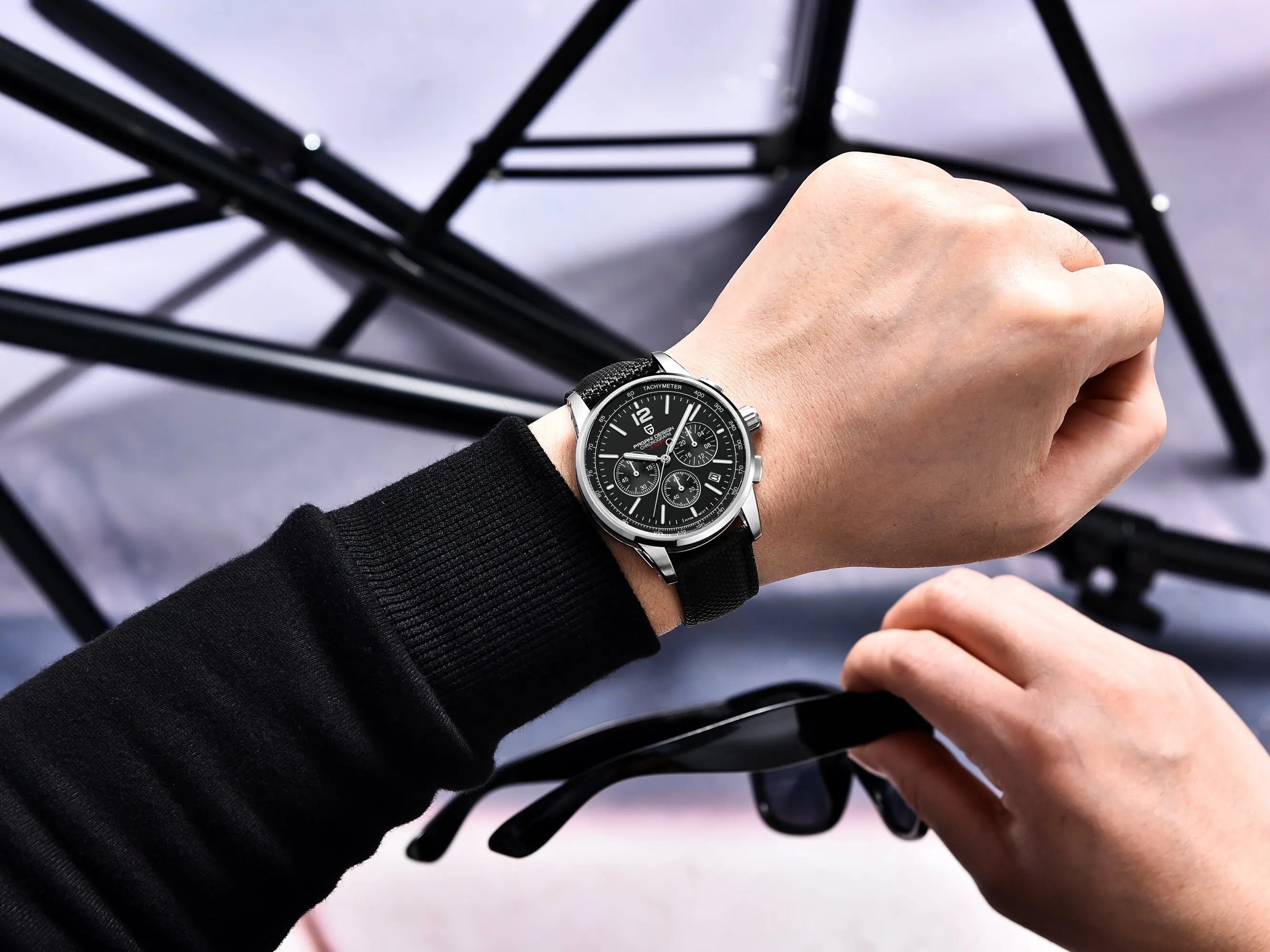 PAGANI DESIGN Men Quartz Watch Modern Light Simple Fashion Pioneer Stainless Steel Tachymeter Waterproof Calendar Luminous Watch