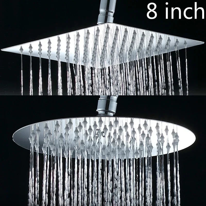 1 Pcs 8-inch 304 Stainless Steel Showerhead Top Showerhead Pressurized Shower Head Bathroom Showerhead Shower Head Single Head