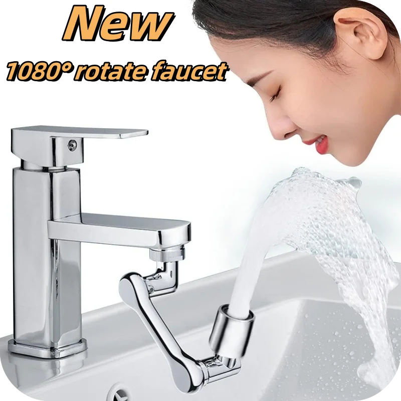 1080° Universal Rotatable Extension Faucet Kitchen Bathroom 2 Spray Modes Tap Extend Adapter Aerator Bathroom Faucets Accessorie