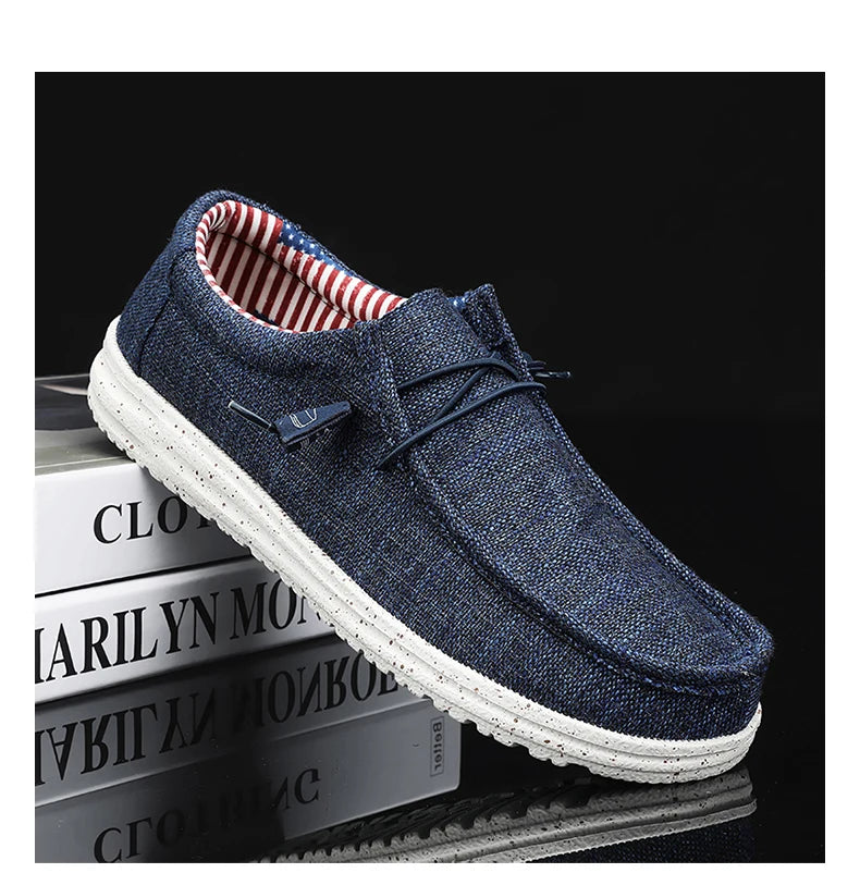 Men Shoes Casual Canvas Loafers Shoes Light Breathable Flats Leisure Male Vulcanized Shoes Walking Sneakers Plus Size 39-46