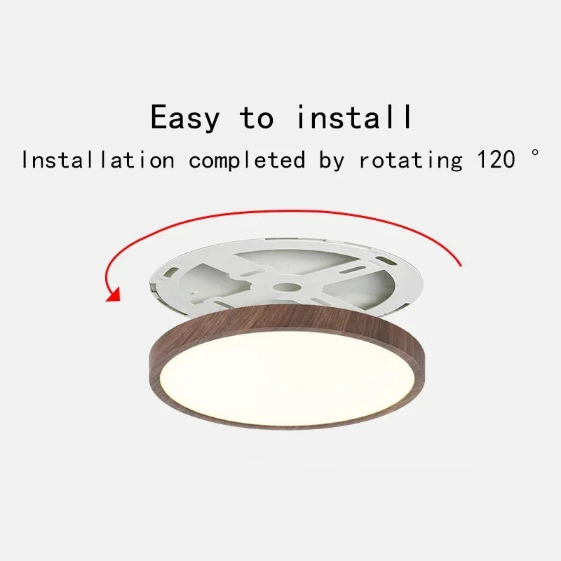 Modern Wood Grain LED Ceiling Light Circular Ultrathin Walnut wood Bedroom living room Restaurant Balcony Aisle Home Lights