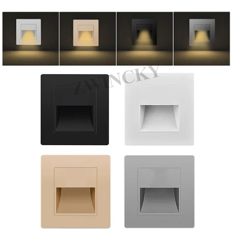 LED Wall Light Switch Control Recessed Stair Light AC180-220V Step Light Corridor Lighting Indoor Wall Light