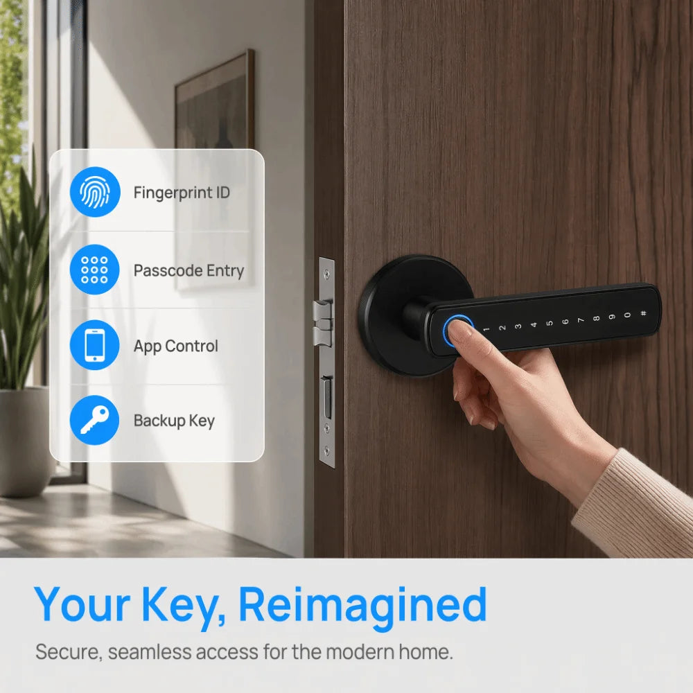 Remote Lock Smart Fingerprint Door Lock Smart Password Electronic Digital Door Handles Bluetooth WiFi Gateway