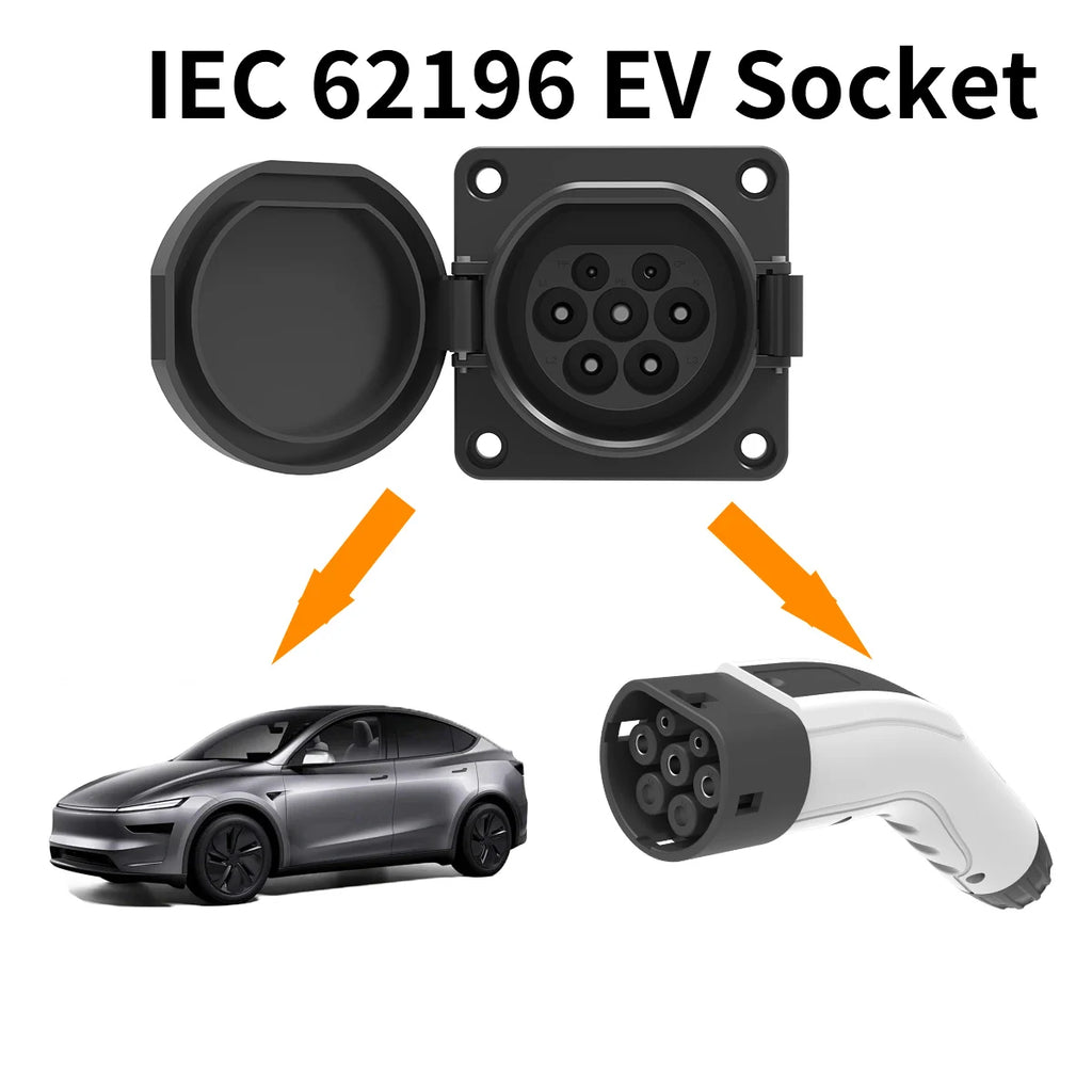 WUFEN EVSE Type 2 Male Socket 16A&32A 1P&3P for Electric Vehicle Car side Charger IEC 62196 Type 2 Socket EV Charger Socket 32A