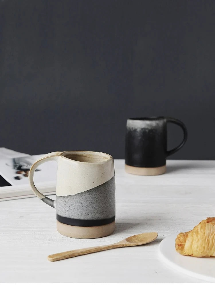 Japanese Retro Stoneware Coffee Cup Household Ceramic Hanging Ear Mug Cup English Afternoon Tea Tea Cup Breakfast Milk Mug Gift