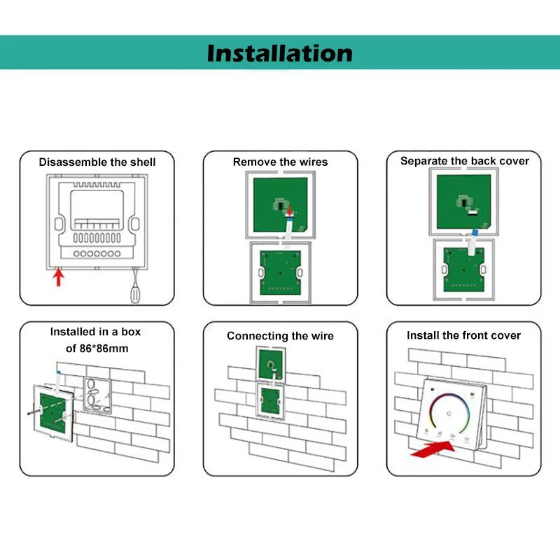 Touch Panel Controller DC12V 24V Single Color CCT RGB RGBW LED Strip Light Glass Panel Dimmer Wall Mounted Switch Tape Lights