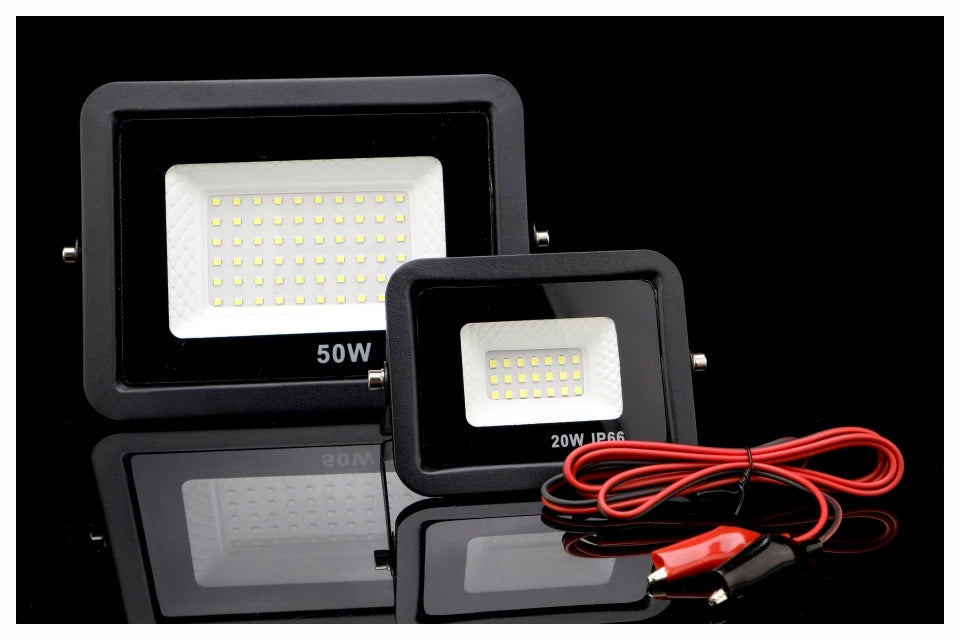DC12V Led Flood Light 20W 30W 50W 100W Outdoor Floodlight Spotlight IP66 Waterproof Light Reflector Portable 12 Volt Led Lights