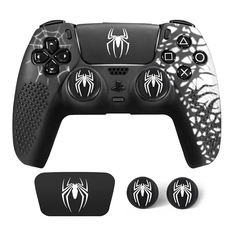 Controller Skin Shell for PS5 Controller Silicone Cover Case with Rubber Thumb Grip Gaps Touch Pad Sticker For PS5 Fit In Dock