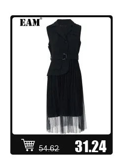 [EAM] Women Green Pleated Drawstring Long Irregular Vest Dress New Round Neck Sleeveless Fashion Tide Spring Summer 2026 1DJ2512