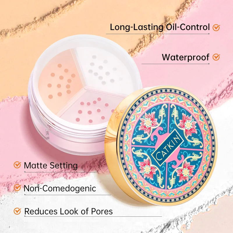 CATKIN Makeup Loose Setting Powder, Oil Control Poreless Face Powder Suitable for All Skin Tones and Maintain Matte and Natural