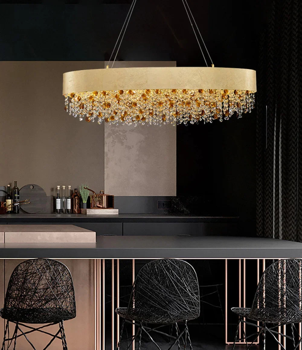Modern Light Luxury Crystal Living Room Chandeliers for Restaurant Luxury Creative Circular Designer Home Decor Lustre Fixtures