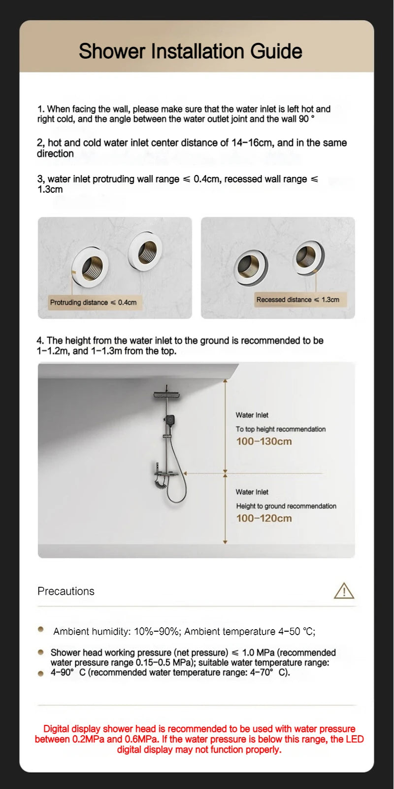 Digital Display Shower System Set Bathroom Shower Full Set Faucet Bathtub Mixer Shower Head Piano Button With Atmosphere Light