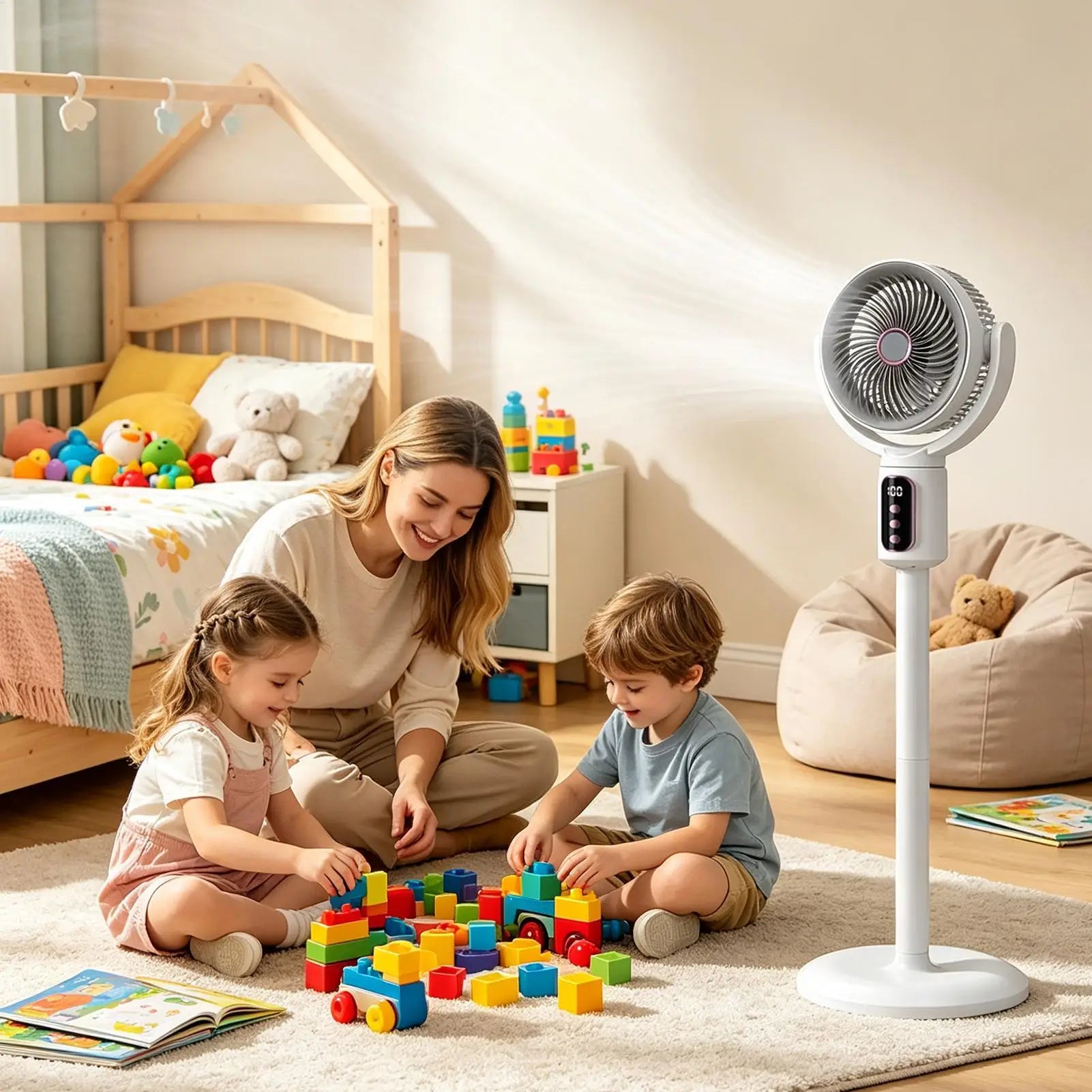 Air Circulation Fan Rechargeable Oscillating Fan Five Gear Adjustment Stand Fan Adjustable Height Household Air Circulation Fan