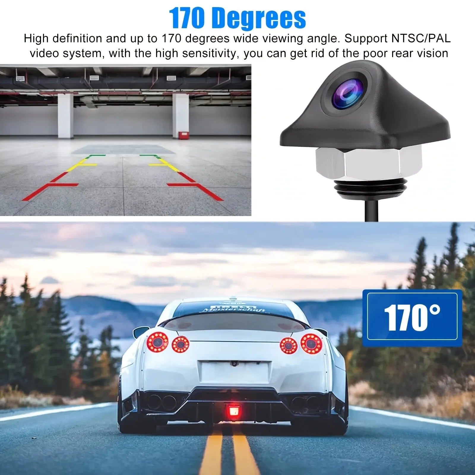 Car Backup Camera for Vehicles Universal Rear View Camera for Monitor Reversing Parking SUV Pickup Camper Tractor RV etc