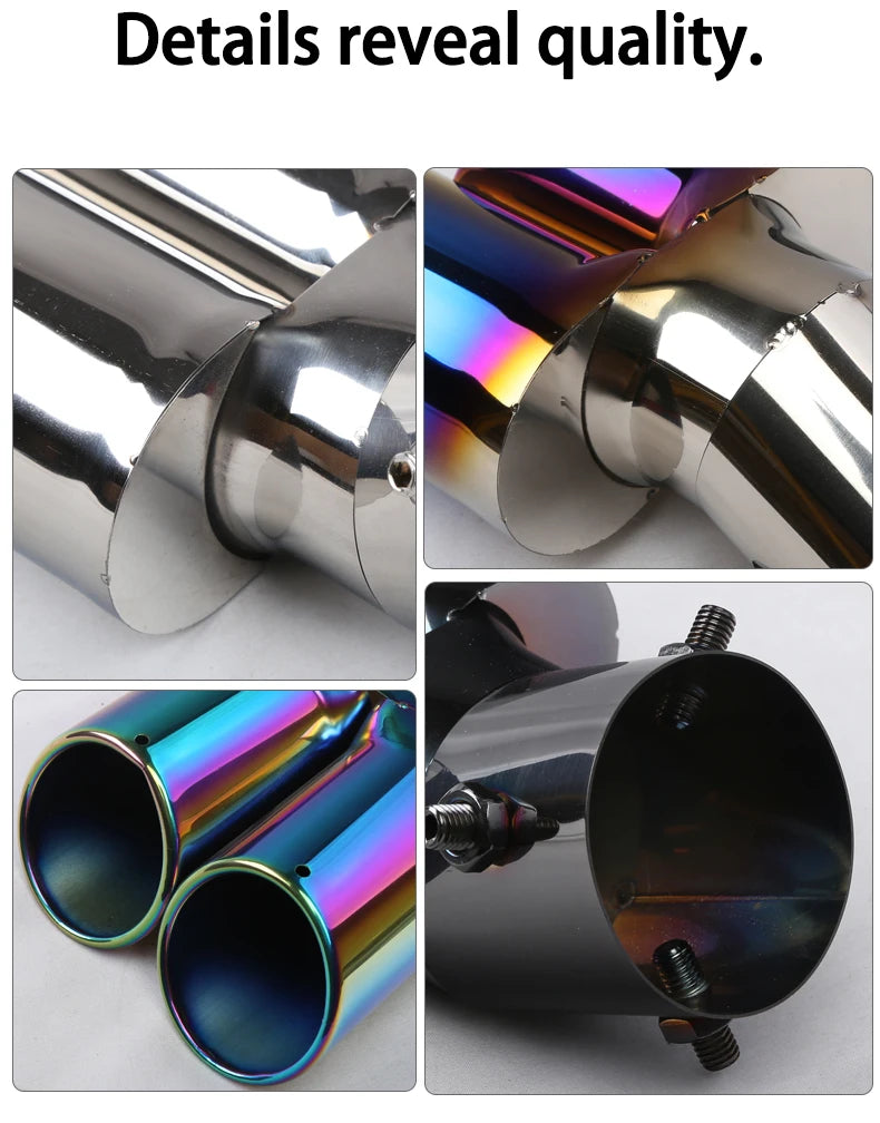 Universal Dual Exhaust Tip Stainless Steel Slant Cut Tip for Car Exhaust Pipe Extension Modification Decoration Muffler Tailpipe