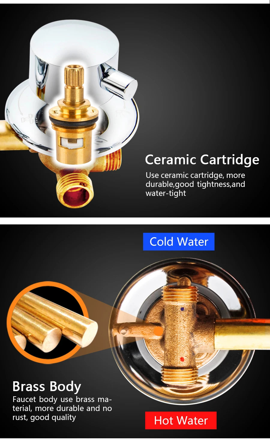 2/3/4/5 Ways Water Outlet Screw Thread Center Distance 10cm  Mixing Valve Brass Bathroom Shower Mixer Faucet Tap Cabin