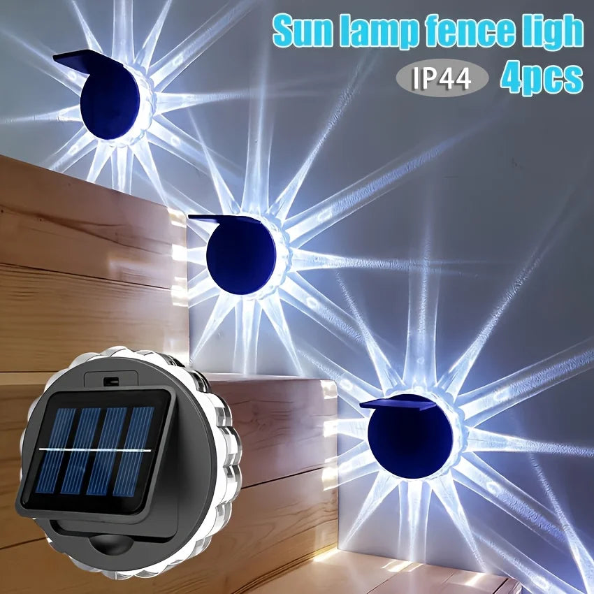 4 Packs Waterproof LED Decorative Light Outdoor Solar Stairs Lights for Wall Garden Yard Patio Pool Pathway Outside Solar Lamp