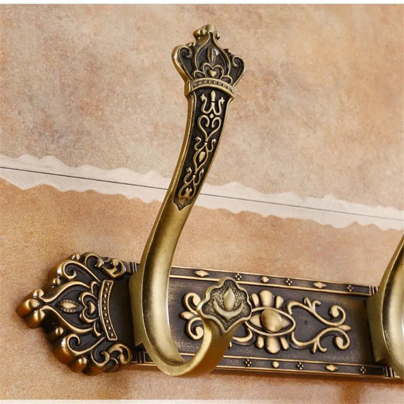 Antique Carved Towel Hanger Clothes Hat Hook Row Vintage Robe Hook Bathroom Robe Hook Bath Hardware Set Kitchen Hanger