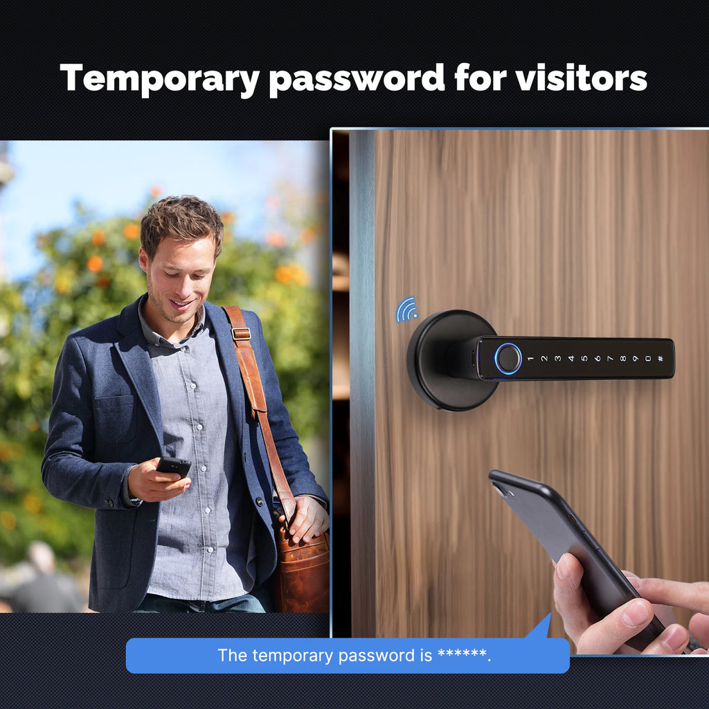 MOES Tuya Zigbee Smart Fingerprint Door Handle Lock Electronic Password APP Remote Unlock Hotel Apartment Office Rental House