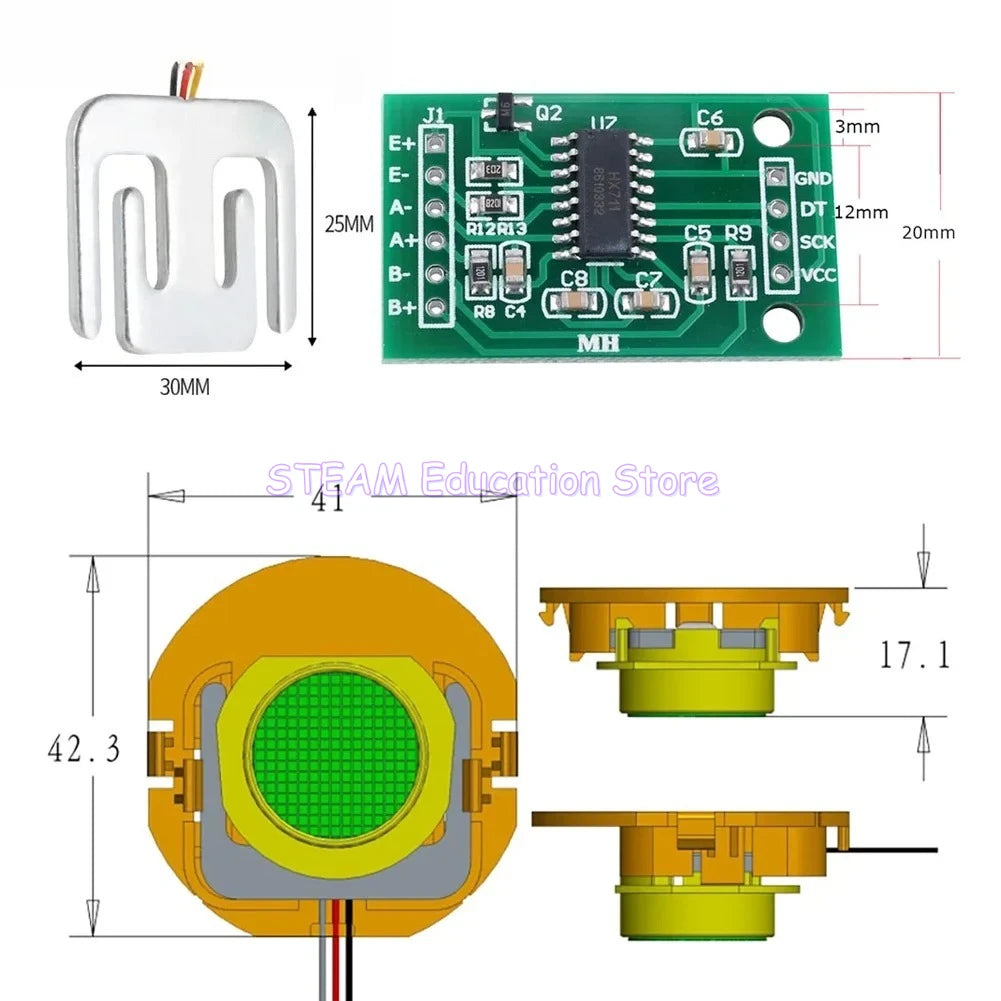 50kg Load Cell 50kg Weighing Sensor Half-bridge Strain Gauge with HX711 AD + Mounting Bracket Human Weight Sensor for Arduino