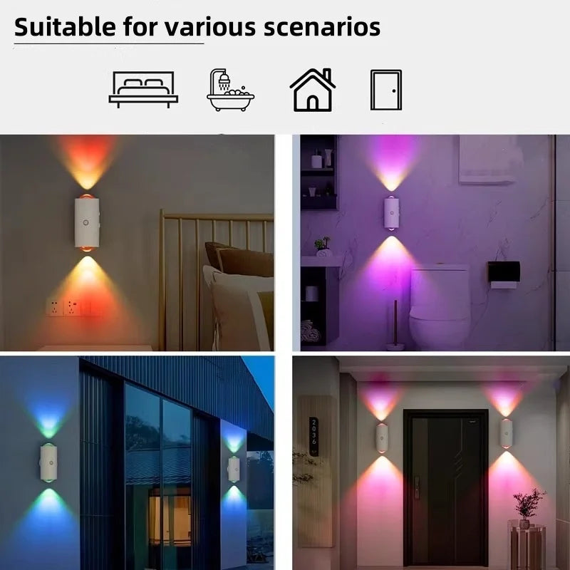 Smart Sensing LED Wall Lamp RGB Ambient Lighting Rechargeable Magnetic Wall Sunset Light Bedroom Corridor Staircase Night Lights