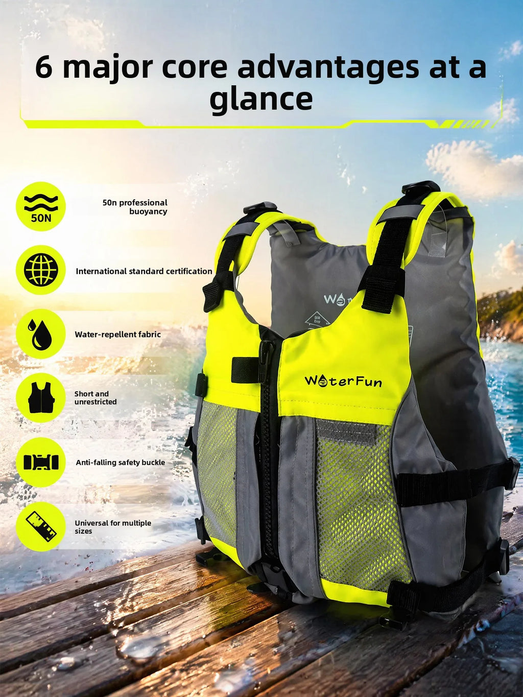 WaterFun SUP Paddleboard Kayak Life Jacket High Buoyancy Water Sports Safety Vest
