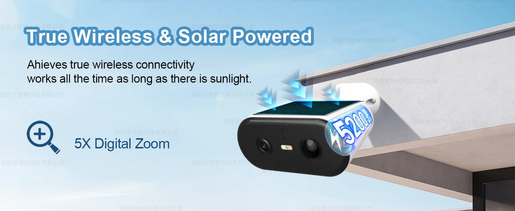 2K Solar Security Camera WIFI Wireless 2.4/5GHz DualBand Outdoor Camera IP65 Waterproof  AI PIR Motion Surveillance Battery Cam