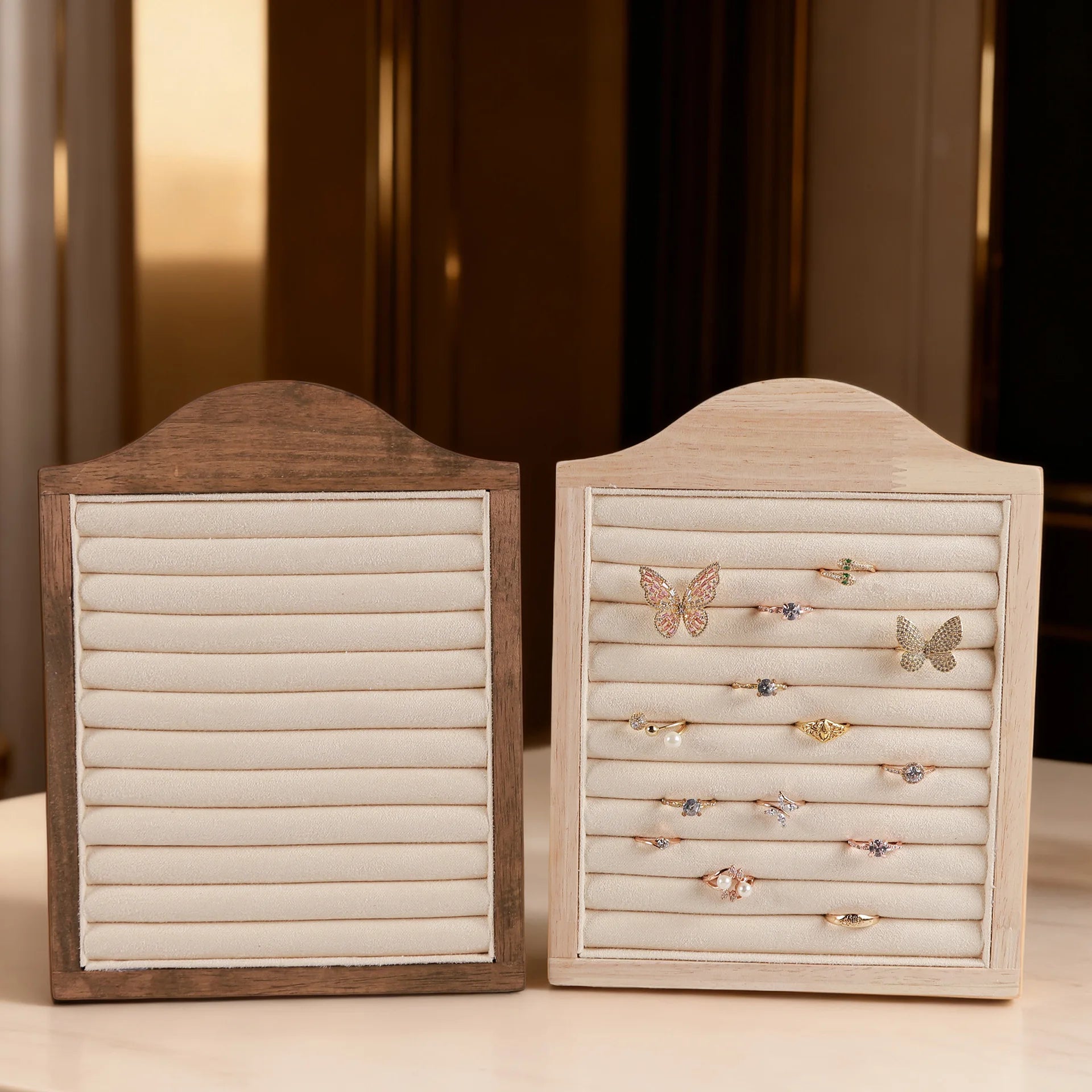 1 Pcs Wood Earrings Ring Photo Frame Jewelry Display Stand Jewelry Rack Velvet Jewelry Storage Tray Store Counter Props Show