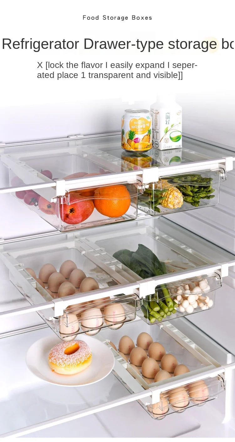 Fridge Organizer Fruit Egg Refrigerator Storage Rack Under-shelf Refrigerator Drawer Box Fresh keeping Kitchen Organizer