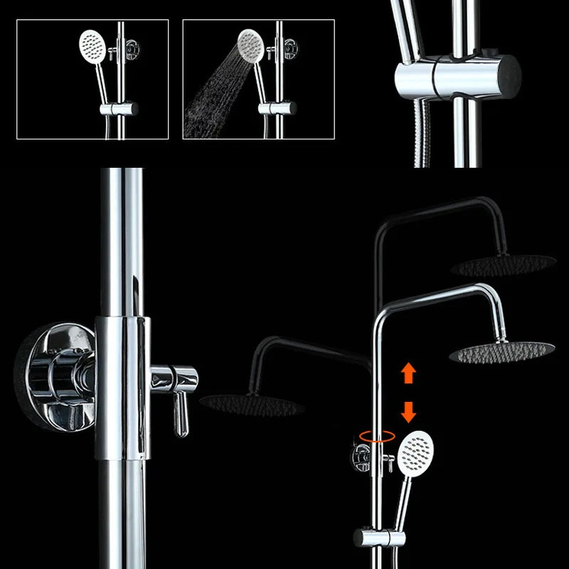 . 1 Set Bathroom Rainfall Shower Faucet Set Mixer Tap With Hand Sprayer Wall Mounted Chrome Copper YT-5335