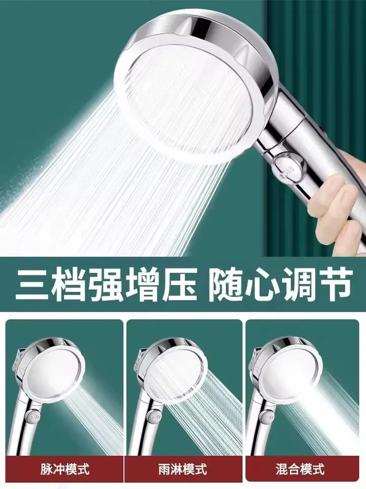 High Pressure Shower Head Set With Hose and Holder Silver 3 Modes Large Flow Rainfall Handheld Shower Faucet Bathroom Accessoies