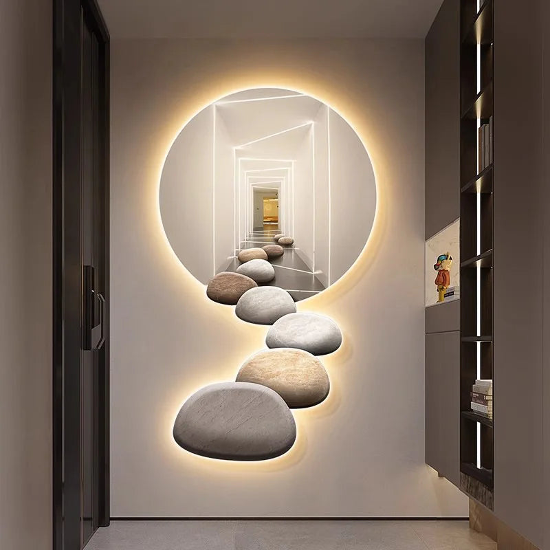 Decoration Painting Of The Entrance Hall Modern Light Luxury Hanging Painting Wall Lamps Extending Mural LED Lights Painting