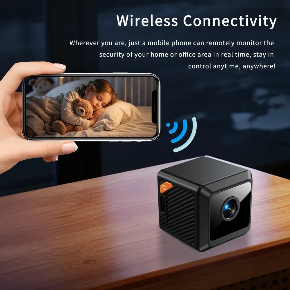 W02 Mini Security Camera 1080P HD, 140° Wide Angle, Bluetooth Pairing, 600mAh Battery, IR Night Vision 5M, Motion Alerts, Cloud/