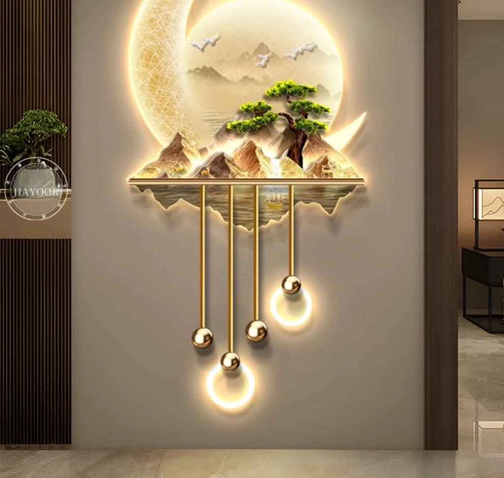 Modern Creative Entrance LED Mural Light For Corridor Living Room Dining Study Hanging Painting Lustre Home Decoration Wall Lamp
