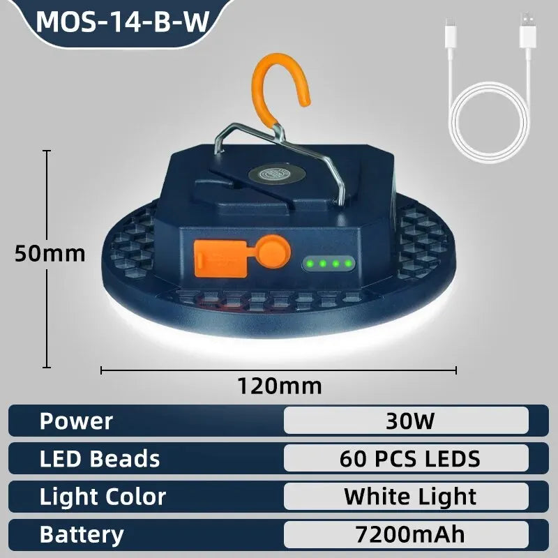 Rechargeable Camping Lights Outdoor Magnetic Suction Tent Lanterns Maintenance Emergency Lights High Light Flashlights 13500mah