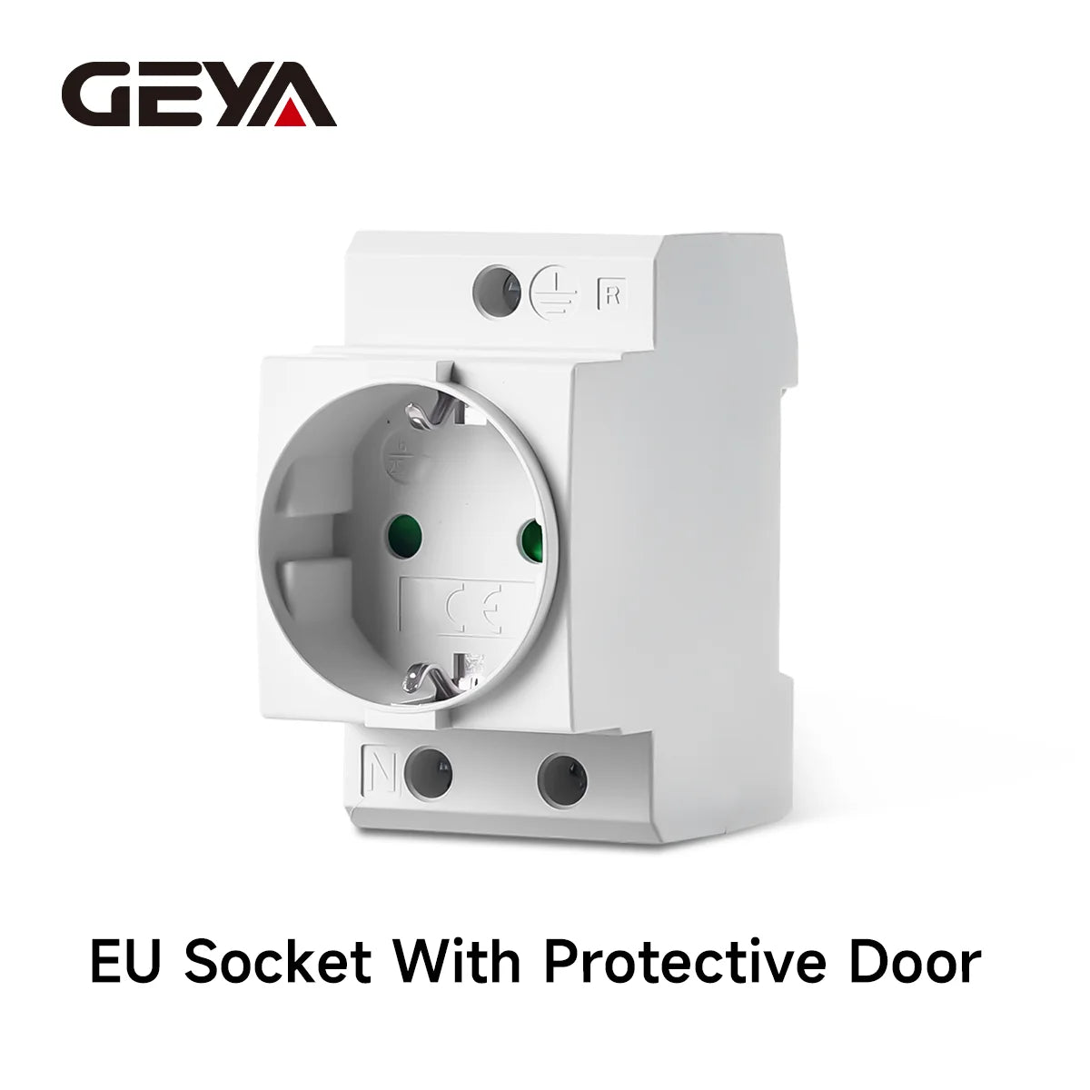 GEYA EU/US Type DIN Rail Socket Mount Modular Power Socket Single AC Outlet Built in Protective Outlet for Distribution Panel