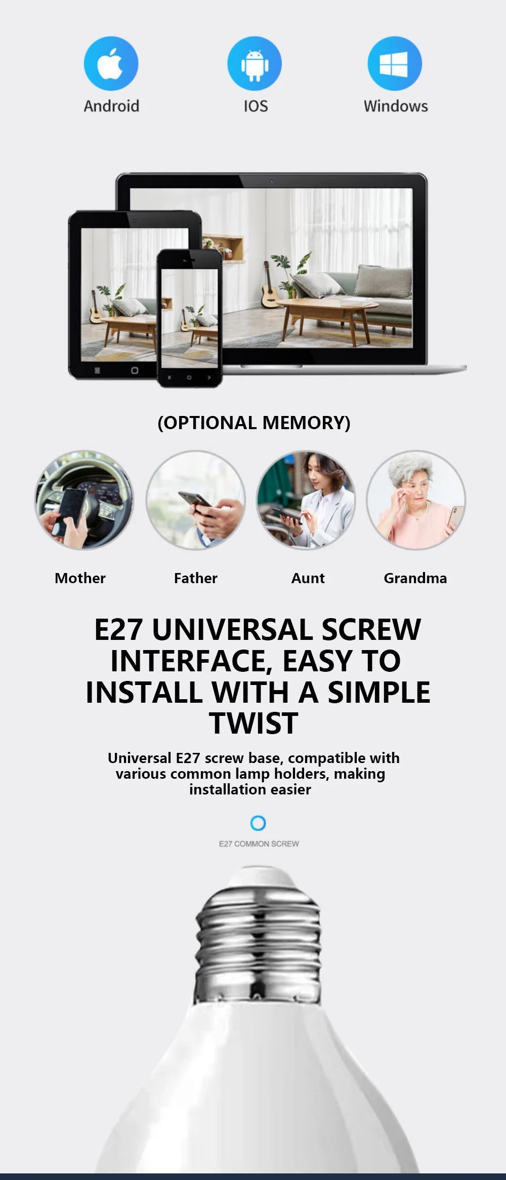 Smart Wireless Security Camera 2.4GHz WiFi, Plug & Play No Installation, Indoor Outdoor, Pet Monitoring for Home Travel Rental,