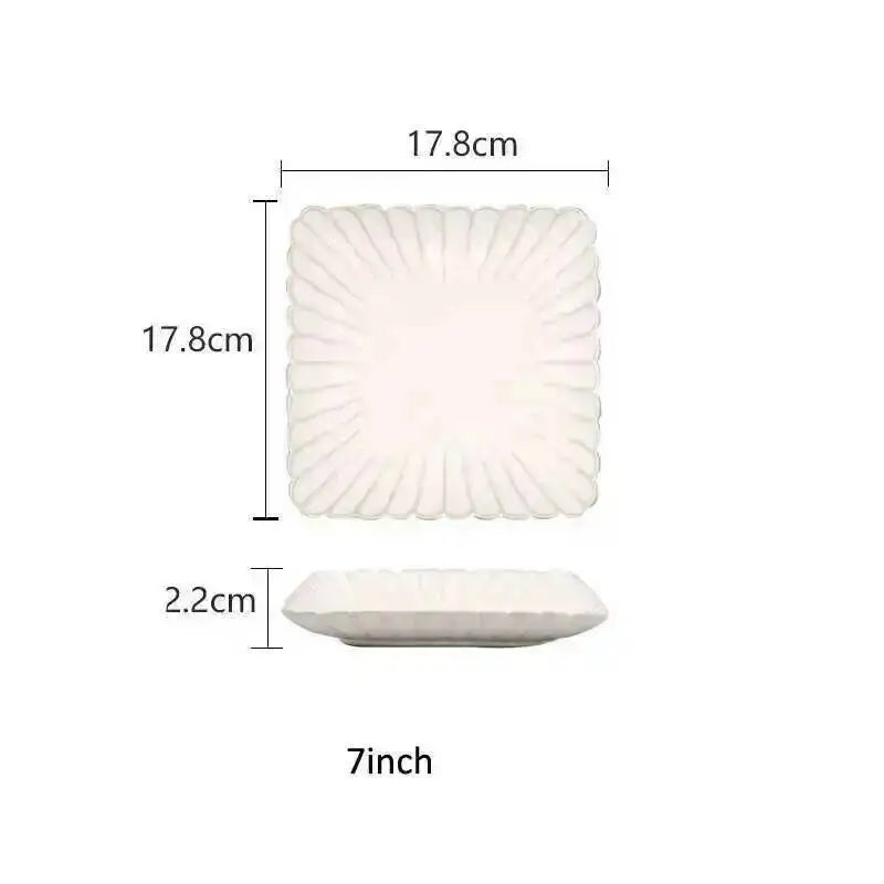 Kiln Changing Japanese Dinner Plates Ceramic White Glaze Tableware Set Western Steak Dish Salad Bowl Spoon Home Hotel Dinnerware