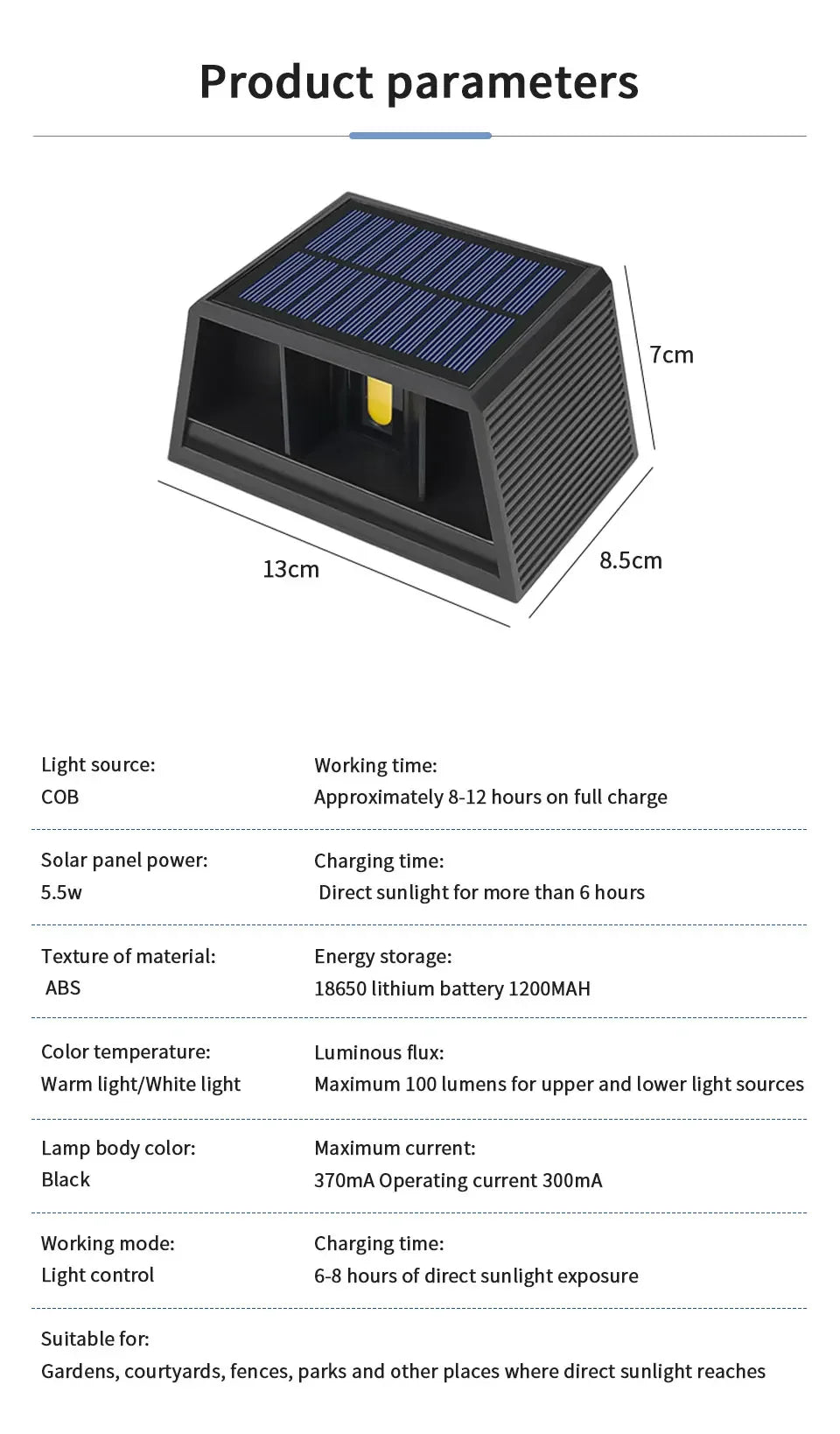 LED Outdoor Solar Lights Up And Down Lighting Wall Lamp Garden Decor Outdoor Solar Spotlights Solar Powered Sunlight Wall Sconce
