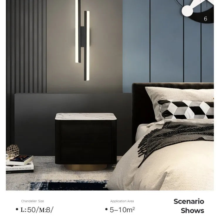 Modern Minimalist LED Wall Lamp Double Vertical Bar Frosted Acrylic Sconce Light for Living Room Sofa Background Bedroom Headboa