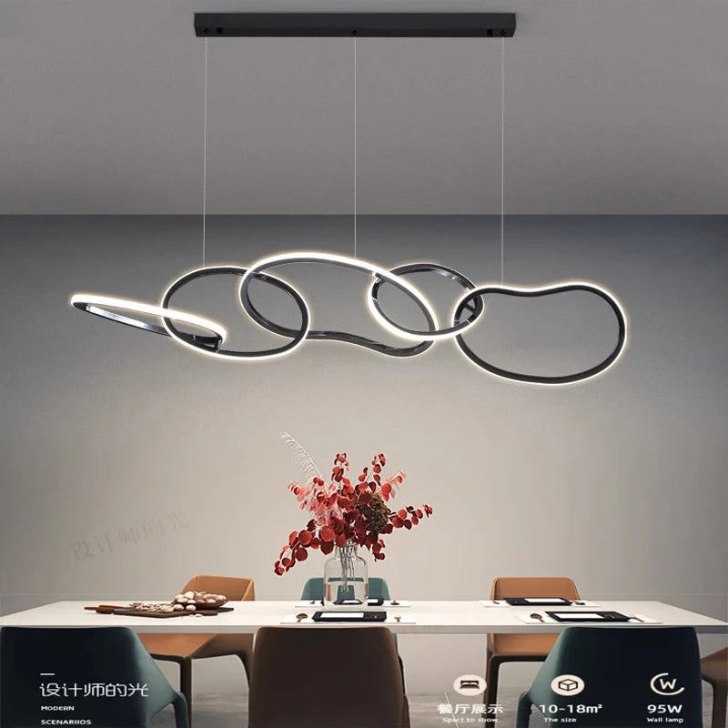 Light luxury LED lustre pendant lights hanging lamps black gold rose gold light for indoor bedroom dining table light fixture