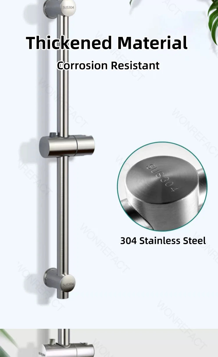 Bathroom Shower Seat Holder Rod Rail Wall Mounted Shower Slide Bar Adjustable Handheld Shower Bracket 304 Stainless Steel
