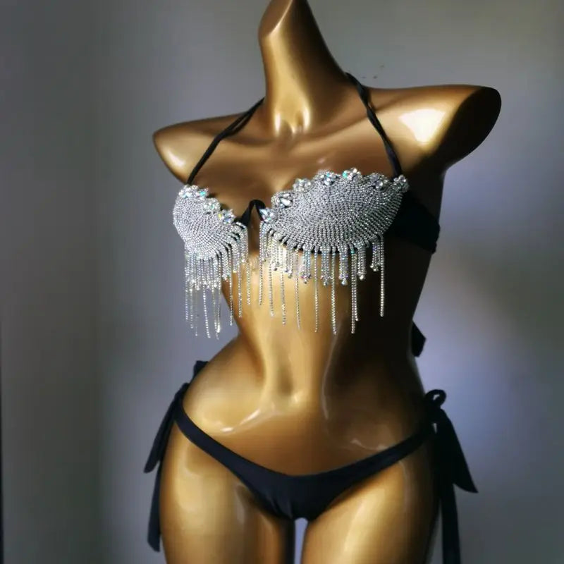 2023 newest crystal bikini diamond bikini swimwear  crystal bar bikini suit  bar bikini top fashion diamond swimwear bikini