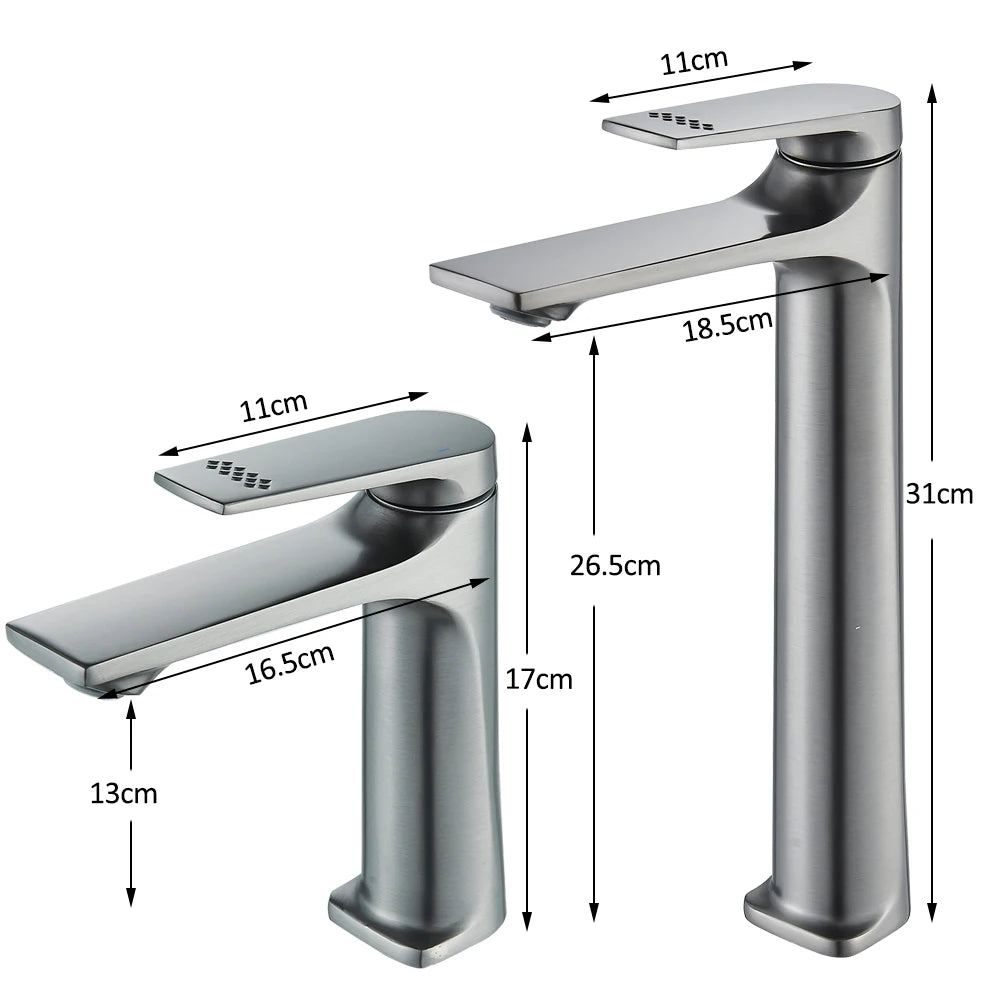 Black Bathroom Sink Faucet for Two Hole Kitchen Stainless Steel Washbasin Shower Faucet Accessories Hot & Cold Water Mixer Tap