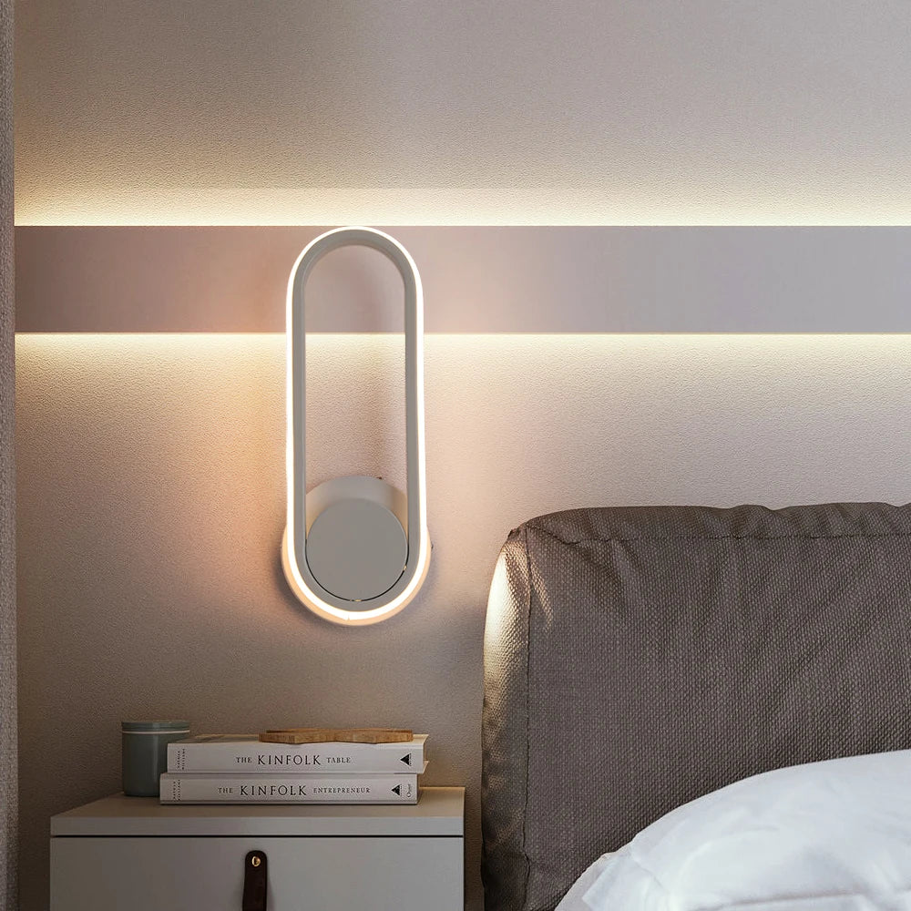 Modern Wall Light White Led Wall Lamp Rotational Sconce Fixture Nordic Bedroom Luster Loby Aisle Living Room Decor Minimalist