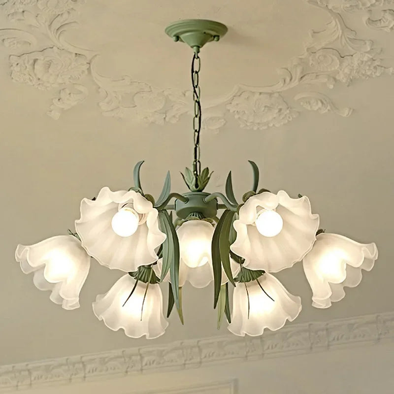 Modern Light Luxury Living Room Chandelier French Creative Lily of The Valley Acrylic Lamp Retro Dining Room Bedroom Lamps