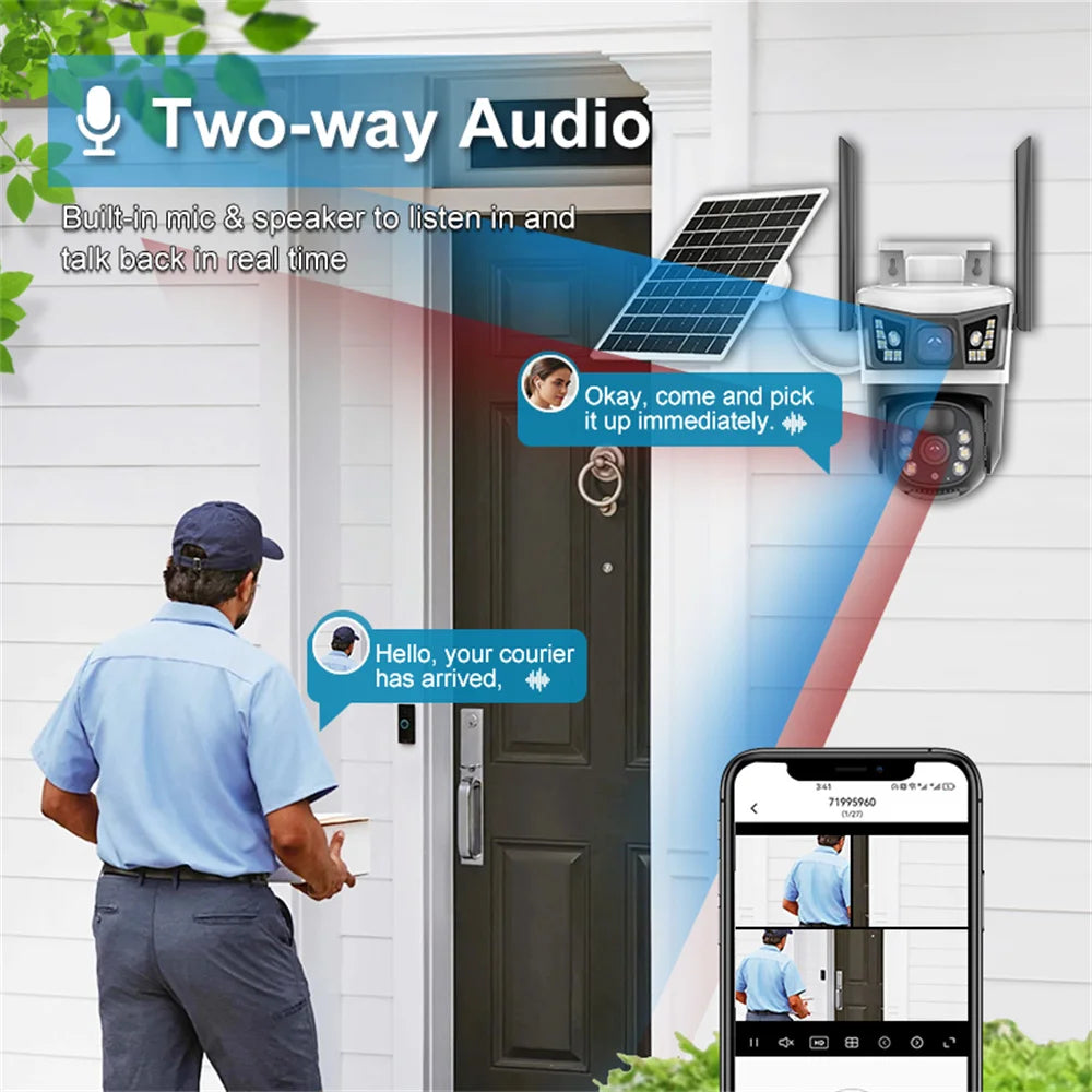 12MP 6K solar security cameras outdoors 4G SIM Card Wireless IP camera Waterproof PIR Color Night Vision CCTV Cameras YOOSEE