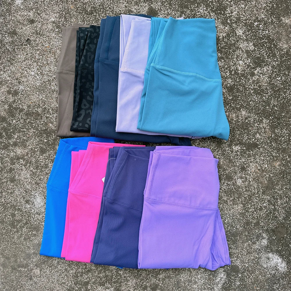 Solid Color High Waist Yoga Legging soft Back Waist Pocket Women Sport Pant Tight ButterAthletic Gym Comprehensive Training Jog