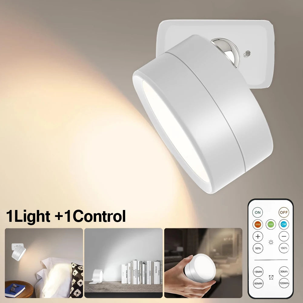 LED Wall Sconces light, 3 Brightness Levels 3 Color Modes Wall Lights Battery Operated 360° Rotatable Touch Control Wall lamp